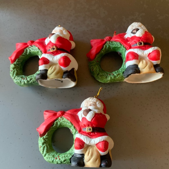 Vintage, Jasco CHRISTMAS Porcelain holiday bell napkin ring holders, ornament. - Picture 4 of 15
